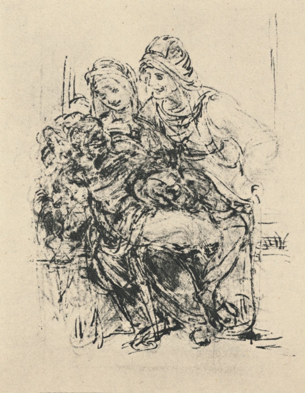 Neitsyt ja lapsi Pyhän Annan kanssa, c1480 1945 tekijältä Leonardo da Vinci