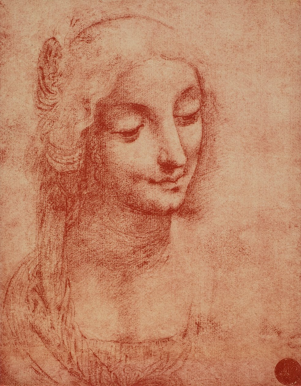 Naisen kasvot, Leonardo da Vincin piirustus. Accademia Galleries, Venetsia tekijältä Leonardo da Vinci