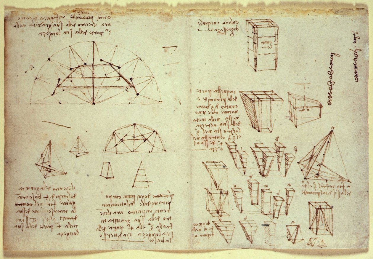 Leonardo da Vincin muistikirja, jossa on geometristen muotojen kaavioita tekijältä Leonardo da Vinci