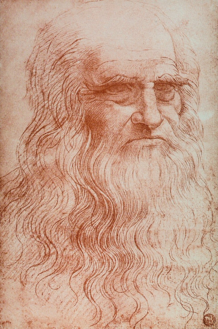 Leonardo da Vincin muotokuva, kopio Leonardo da Vincin omakuvasta, sanguine, Accademia Gallery, Venetsia tekijältä Leonardo da after Vinci