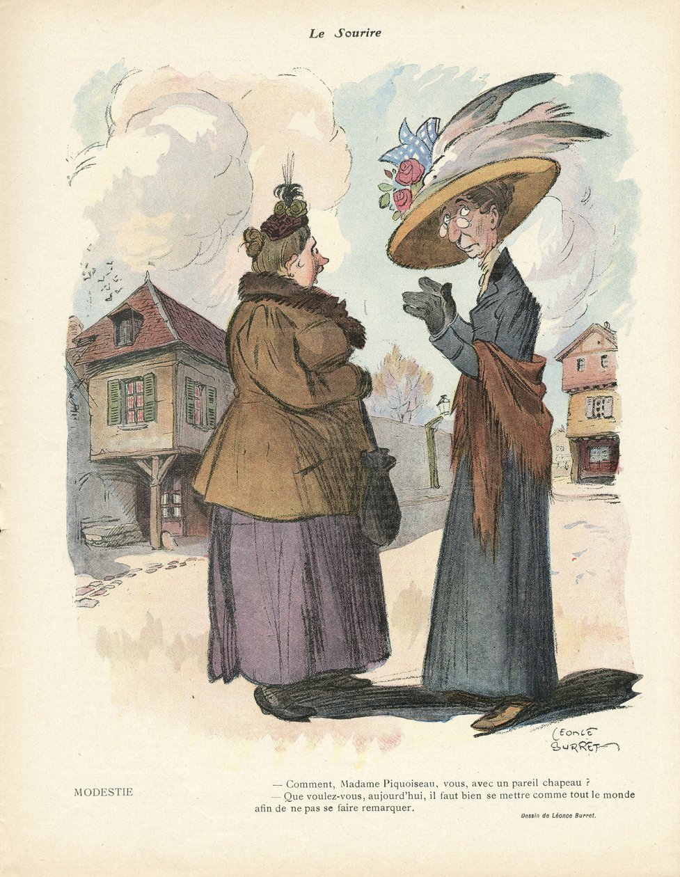 Kuvitus Leonce Burretista (1865-1915) teoksessa Le Smile, nro. 19. 5.8.2013 - Muoti, hattu tekijältä Leonce Burret