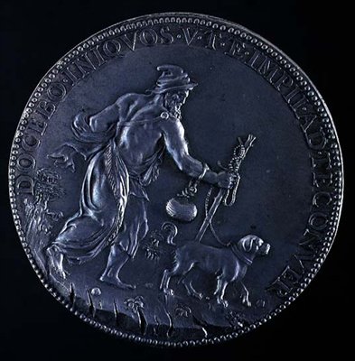 Michelangelo Buonarrotia (1475-1564), 1561 (hopeaa) kuvaavan medaljongin kääntöpuoli (katso etupuoli 98877) tekijältä Leone Leoni