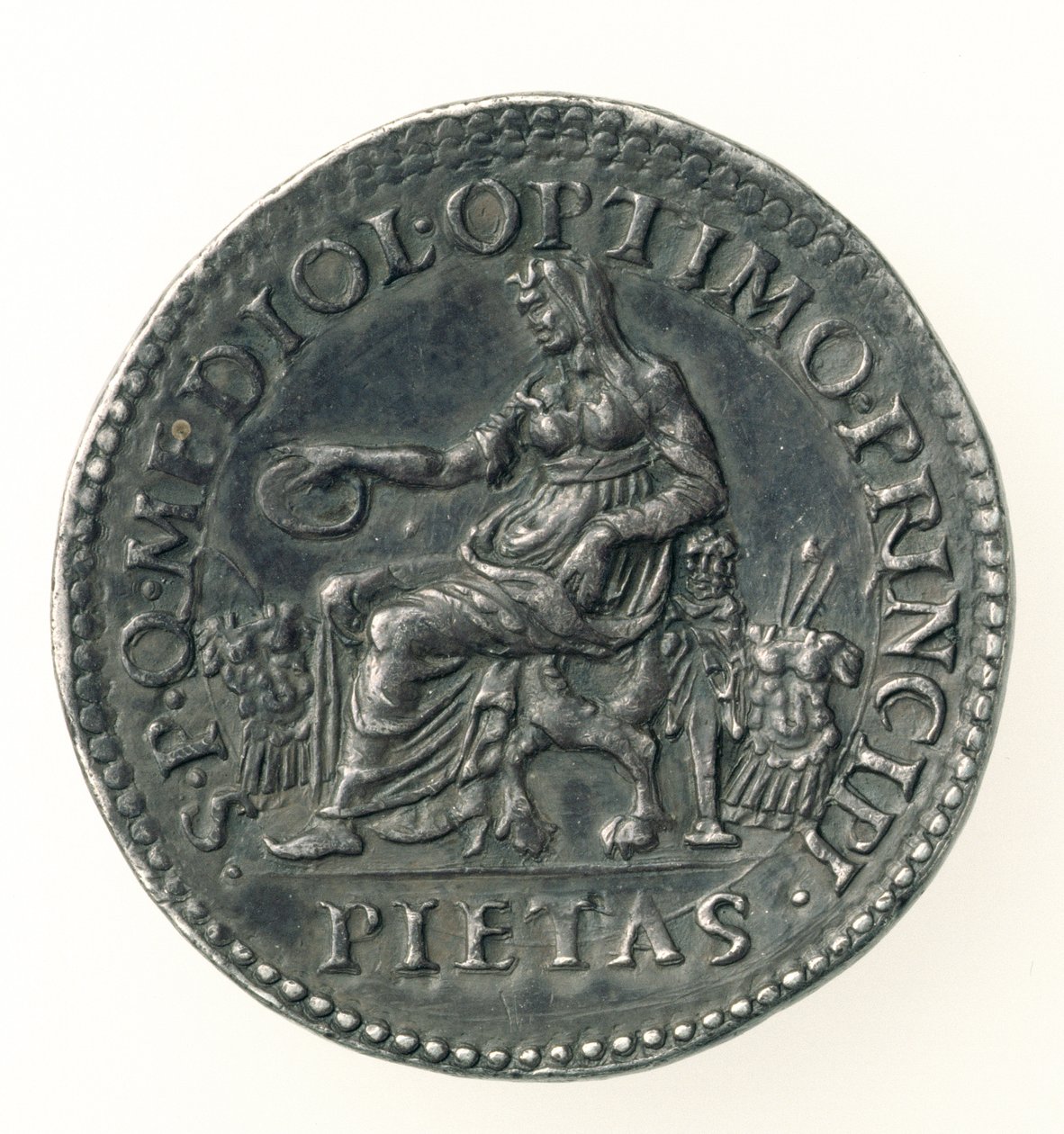 Kaarle V:n (1500-58) Milanon herttuan testikivi, kaiverrettu Dye, 1535-56 (kääntöpuoli) (hopea) (kuosi 168054) tekijältä Leone Leoni