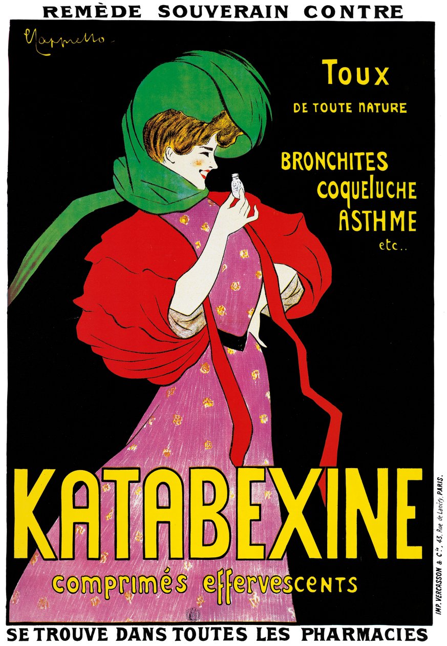 Katabexine-lääkkeitä mainostava juliste, 1898 tekijältä Leonetto Cappiello