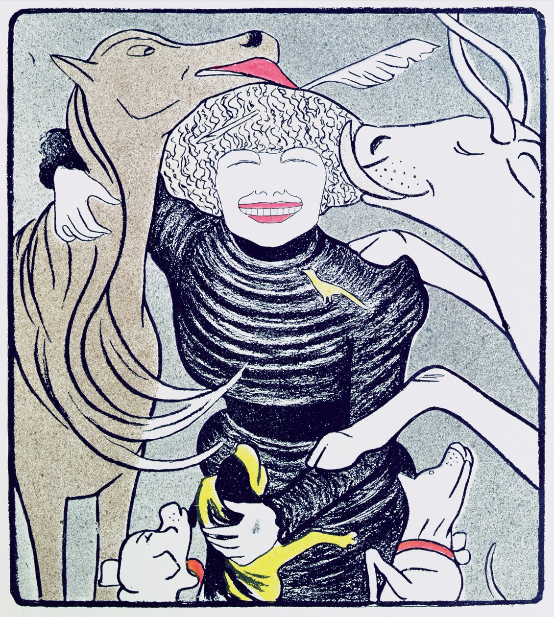 Severine (Caroline Remy) (1855-1929) eläinten ystävä, Le Rire, 8. huhtikuuta 1899, julkaistu uudelleen julkaisussa 70 Dessins de Cappiello, 1905 tekijältä Leonetto Cappiello