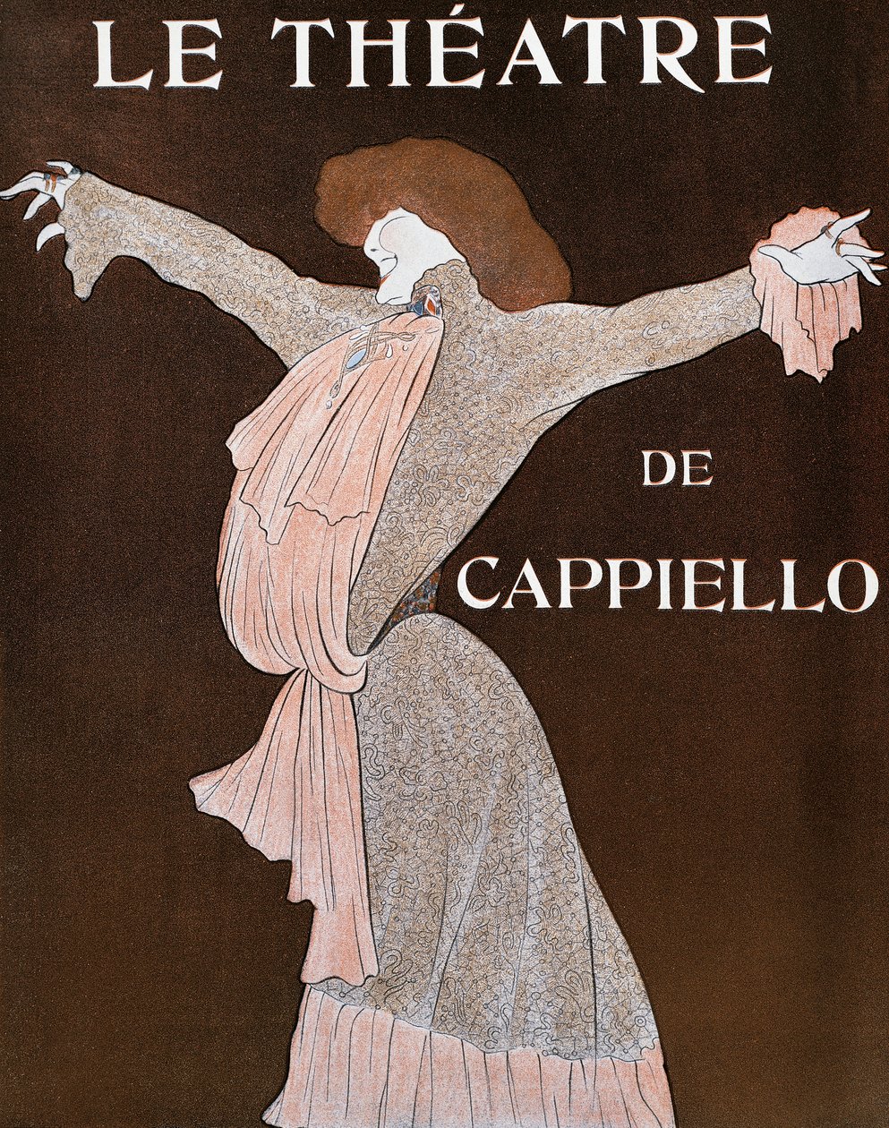 Näyttelijä Sarah Bernhardt (1844-1923), kuvitus Leonetto Cappiello (1875-1942), ranskalaisesta Le Theatre -lehdestä, huhtikuu 1903 tekijältä Leonetto Cappiello