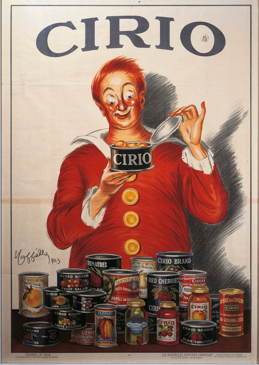 Mainos Cirio-ruokasäilykkeestä, kirjoittanut Leonetto Cappiello (1875-1942), kuvitus tekijältä Leonetto Cappiello