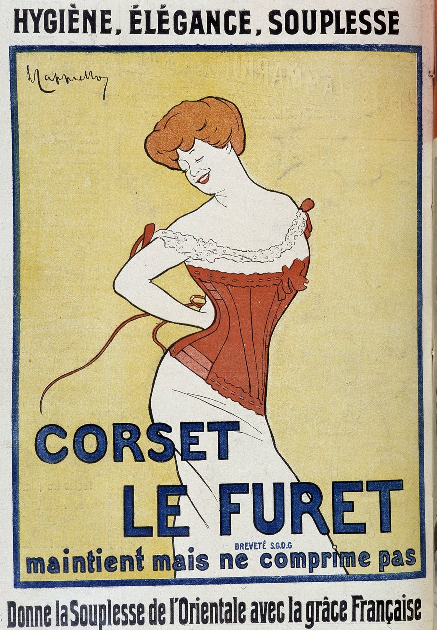 Mainonta "" korsetti Le Ferret"" - kirjoittanut Leonetto Cappiello (1875-1942), elokuvassa "" Le Cri de Paris"" tekijältä Leonetto Cappiello