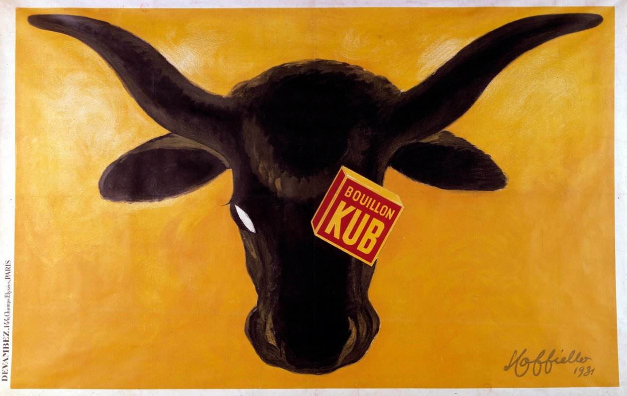 Kub-liemen mainosjuliste, jossa on naudanliha. 1931. Kuvitus Leonetto Cappiello (1875-1942) Pariisi, koristetaide tekijältä Leonetto Cappiello