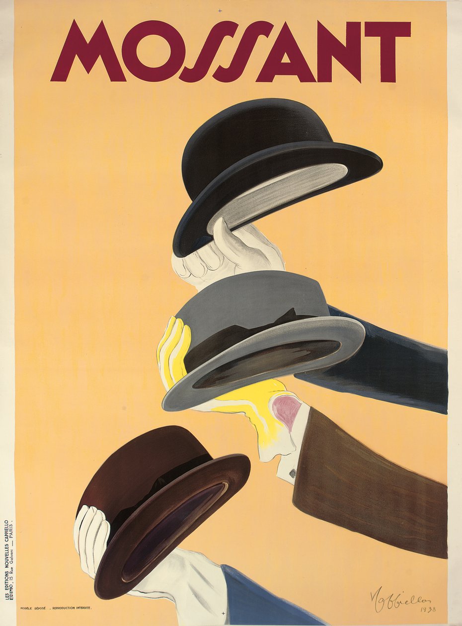 Mossant-hattujen mainosjuliste, 1938 tekijältä Leonetto Cappiello