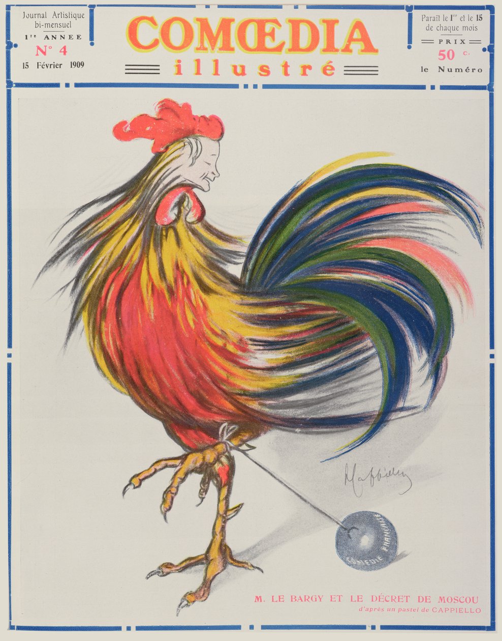 Comoedia Illustren kansi, 15. helmikuuta 1909 tekijältä Leonetto Cappiello