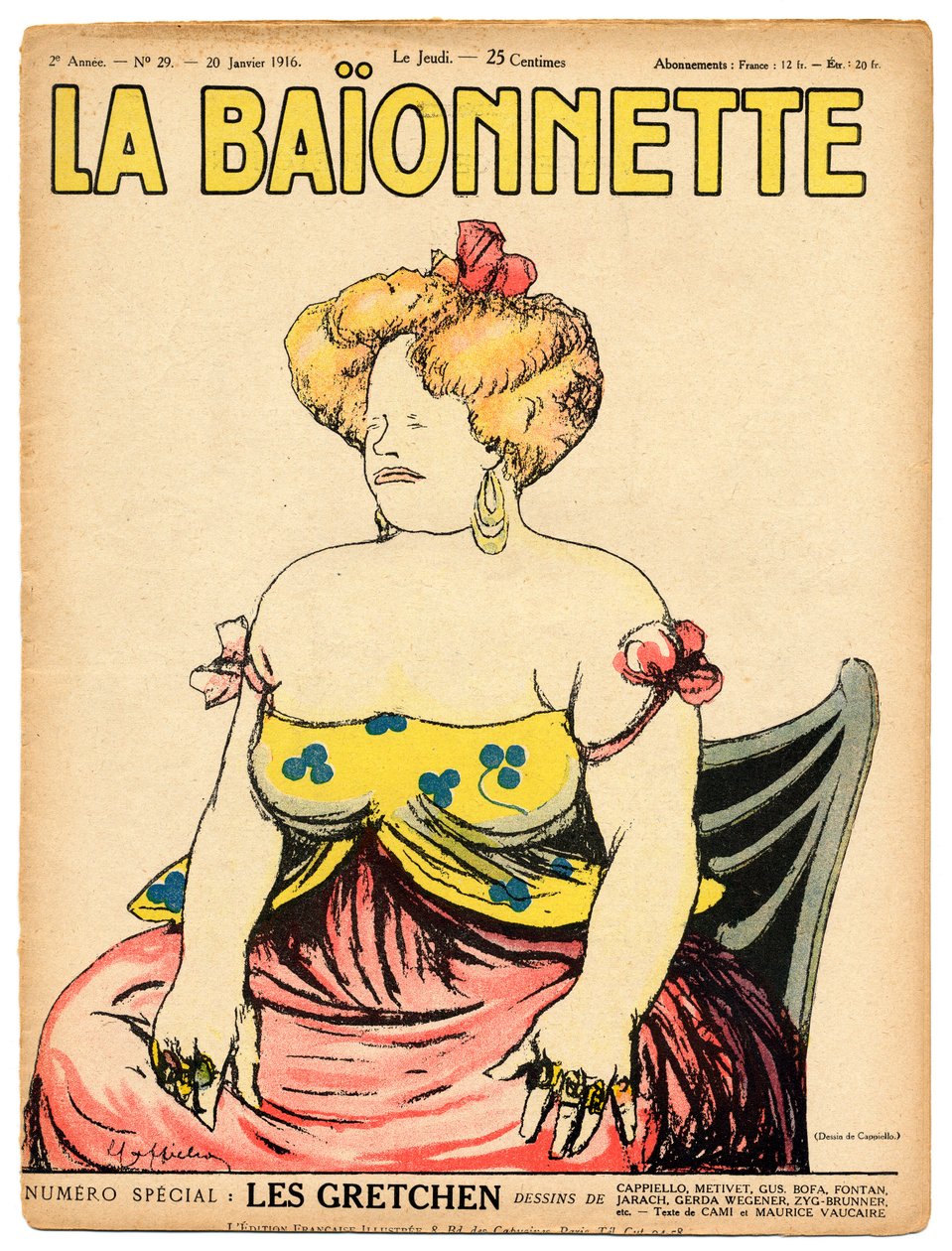 Kansi "" La Baionnette", satiirinen väreissä tekijältä Leonetto Cappiello