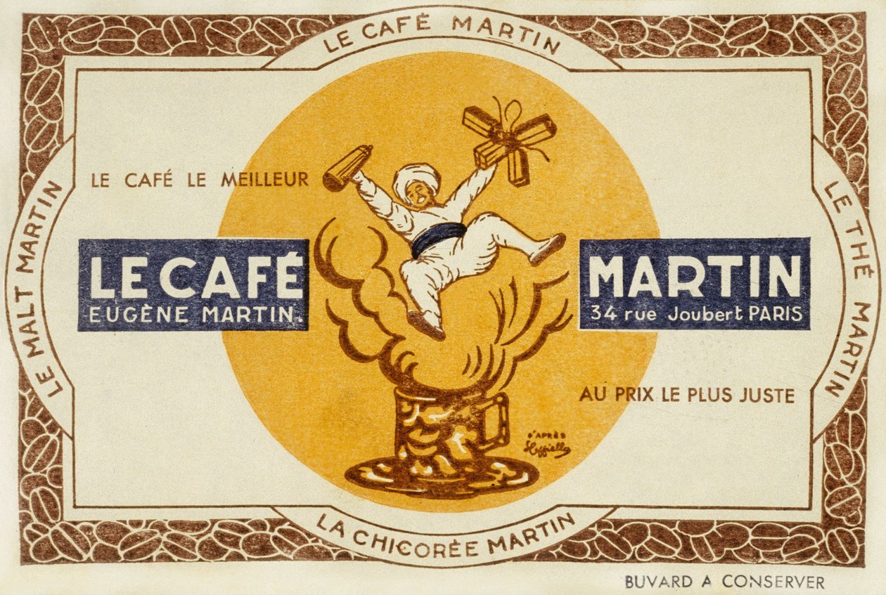 Ranskalainen mainos kahville Martin, Leonetto Cappiellon mukaan 1921 tekijältä Leonetto Cappiello