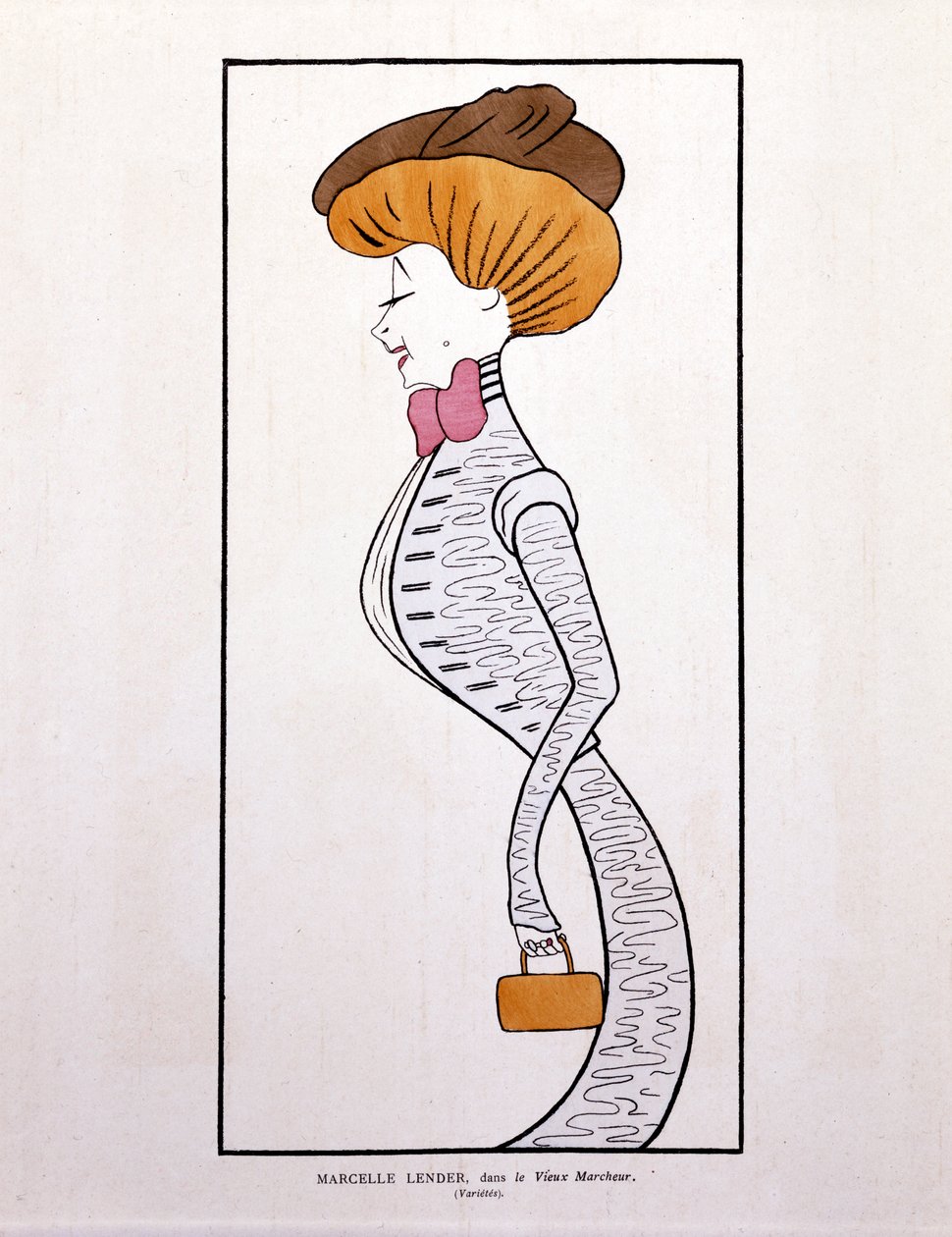 Marcelle Lender, kirjassa "Le Vieux Marcheur", pilapiirros. tekijältä Leonetto Cappiello