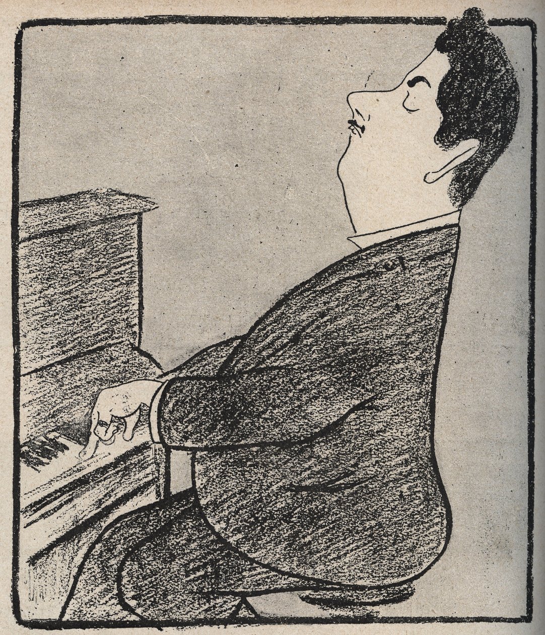 Giacomo Puccinin (1858-1924), italialaisen säveltäjän muotokuva. Sarjakuva Leonetto Cappiello - 1898 tekijältä Leonetto Cappiello