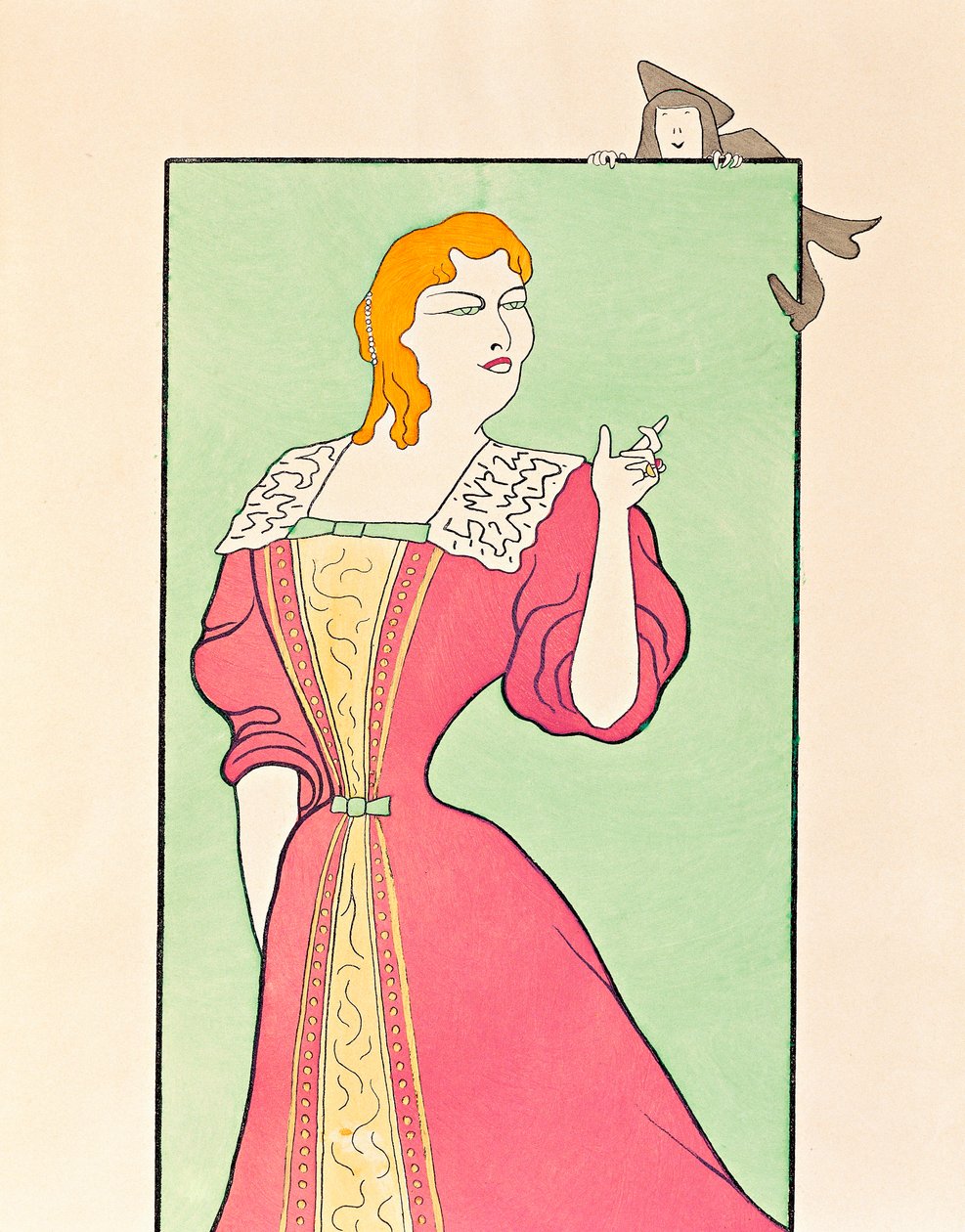 Näyttelijä Marie-Louise (Marie Louise) Marsy (1866-1942) näyttelee Elmiren hahmoa MOlieren (ranskalainen näytelmäkirjailija) näytelmässä "Tartuffe ou l