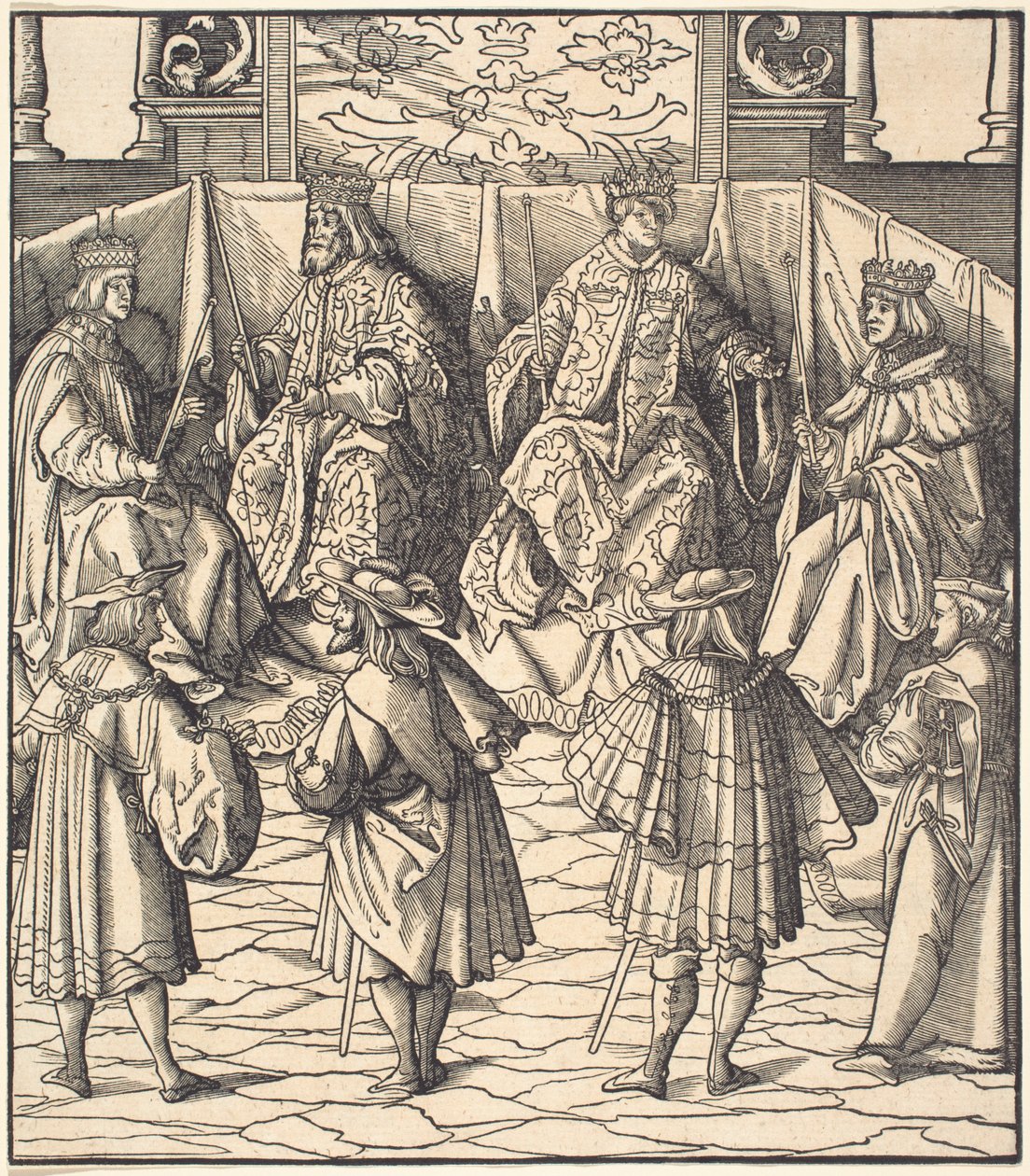 Assembly of Four Kings, etualalla Neljä miestä tekijältä Leonhard Beck