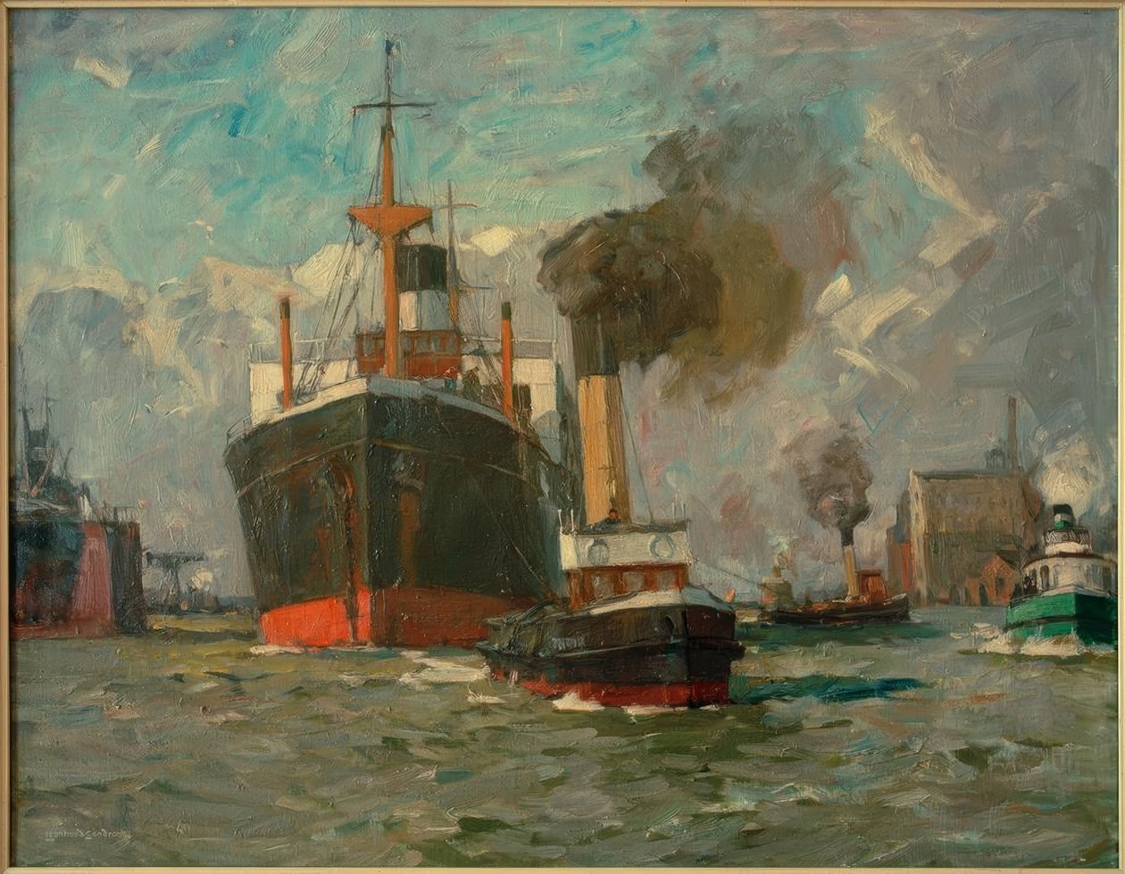 Einkommender Dampfer (Hamburg) tekijältä Leonhard Sandrock