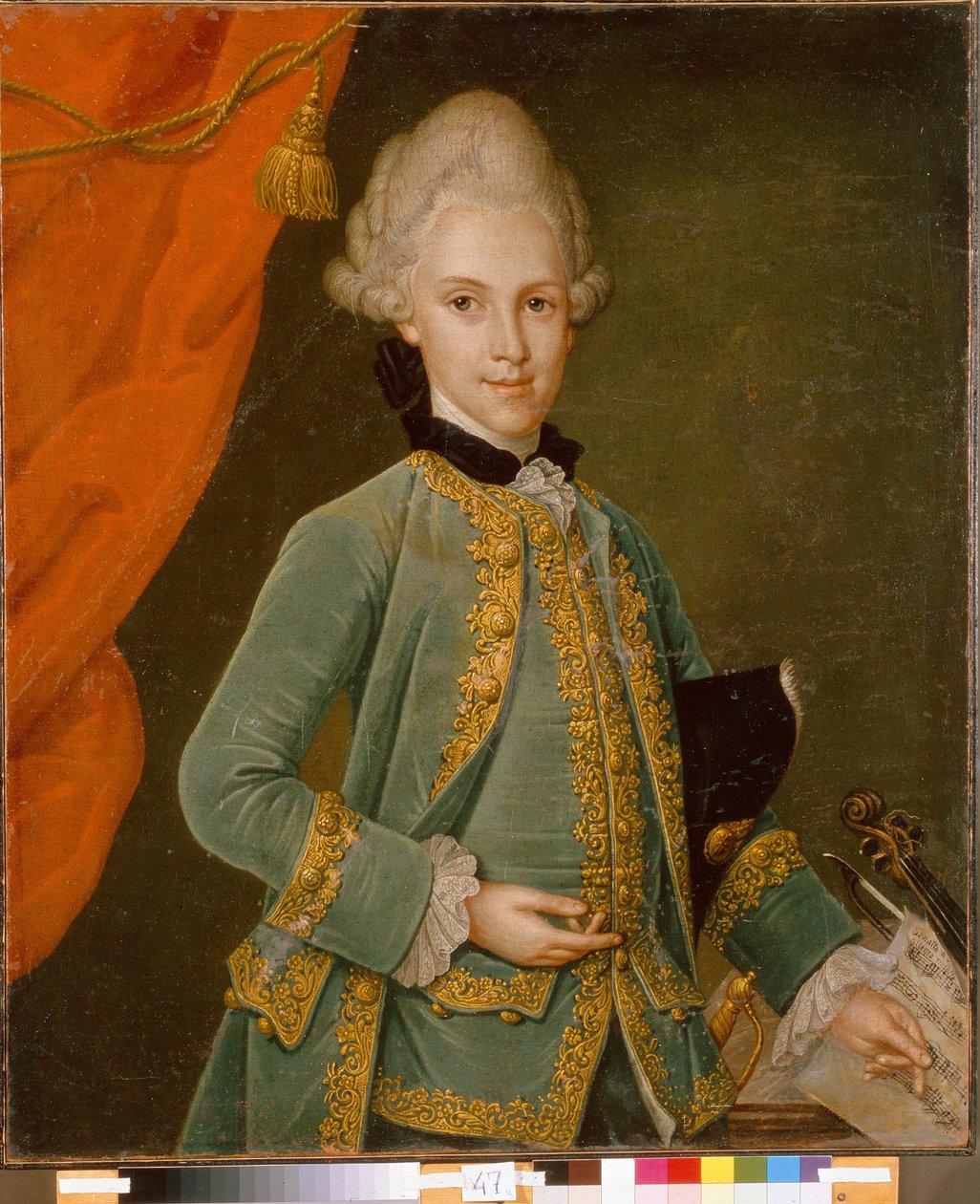 Muotokuva kreivi Karl Gustav von Simolinista (1715-1777). Maalaus Leonhard Schorer (1715-1777), öljy kankaalle. saksalainen taide tekijältä Leonhard Schorer