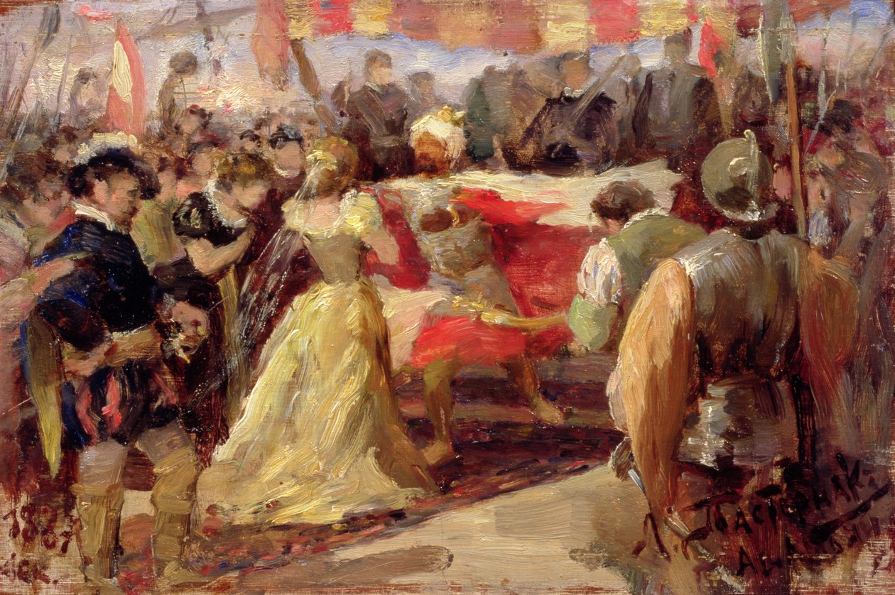 Lavastus William Shakespearen Othelloon, 1887 (öljy puulle) tekijältä Leonid Osipovic Pasternak