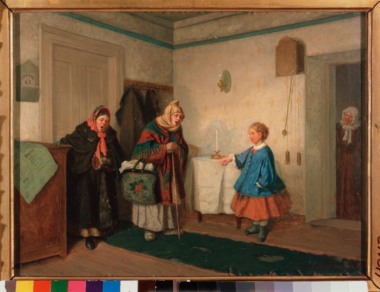 Kerjäläisten laulajat. Maalaus Leonid Ivanovich Solomatkin (1837-1883), öljy kankaalle tekijältä Leonid Ivanovich Solomatkin
