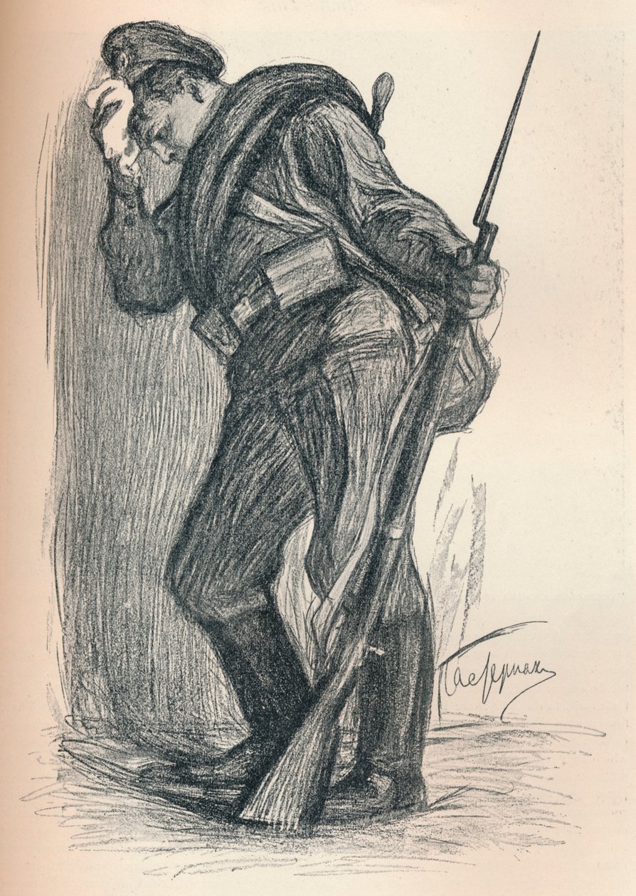 Piirustus sotarahaston julisteeseen, n. 1914 tekijältä Leonid Osipovic Pasternak