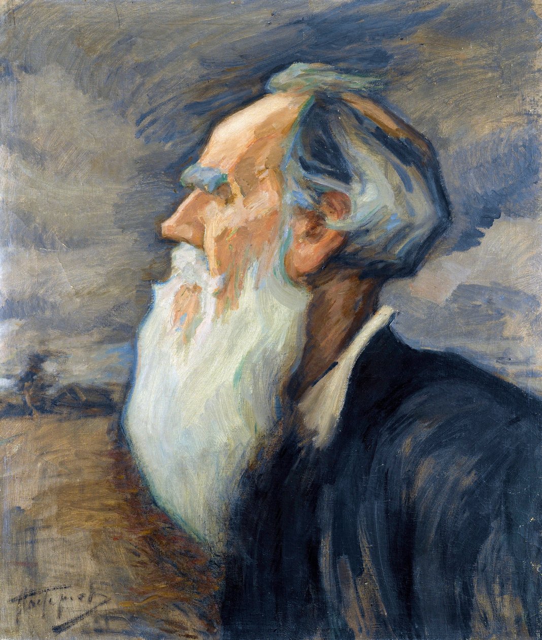 ""Kirjailija Leon Tolstoi (1828-1910) (Leo Tolstoin muotokuva) Leonid Osipovich Pasternakin (1862-1945) maalaus - Öljy kankaalle, 77,5x66 Yksityinen kokoelma tekijältä Leonid Osipovic Pasternak