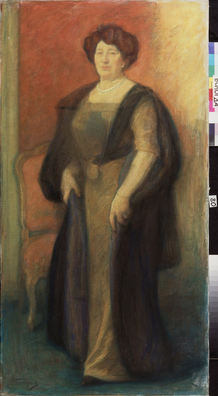 Anna Vysotskajan muotokuva (?). Leonid Osipovich Pasternakin (1862-1945) työ, pastelli pahville tekijältä Leonid Osipovic Pasternak