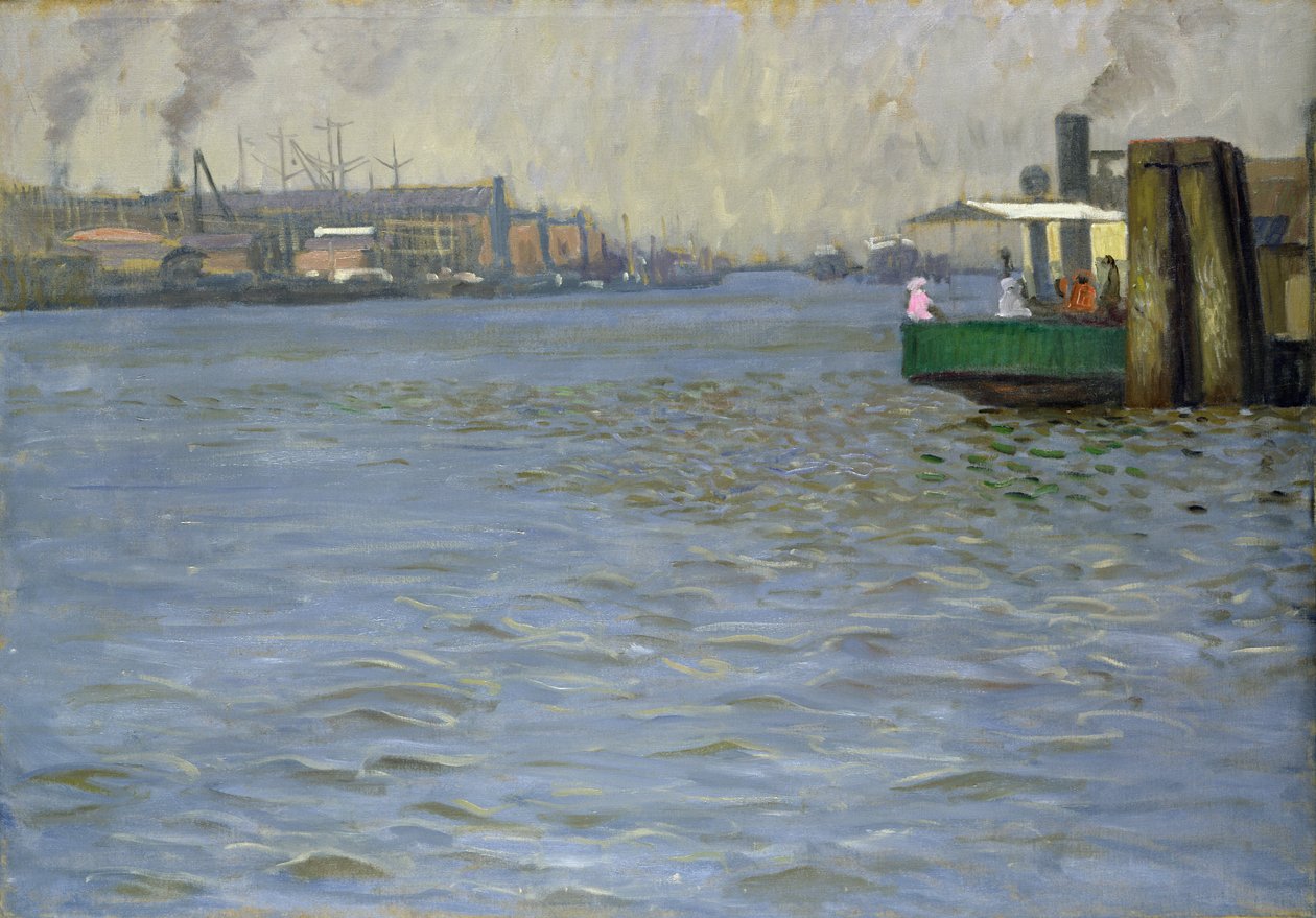 Sunnuntaitunnelma Elbellä, St. Paul Landing Bridge, 1901 (katso myös 192003) tekijältä Leopold Karl Walter von Kalckreuth
