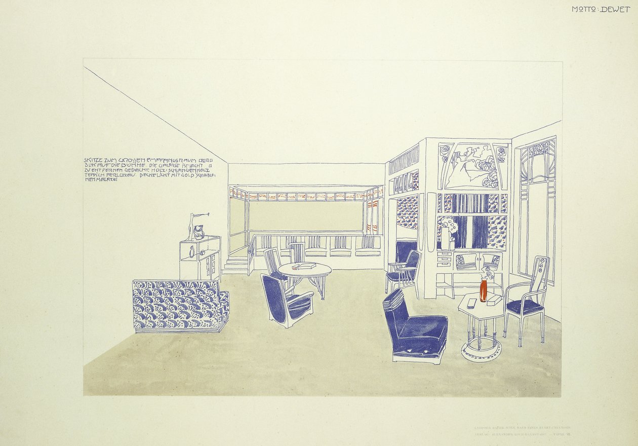 A Design for a Room, n. 1901 (väri litho) tekijältä Leopold (after) Bauer