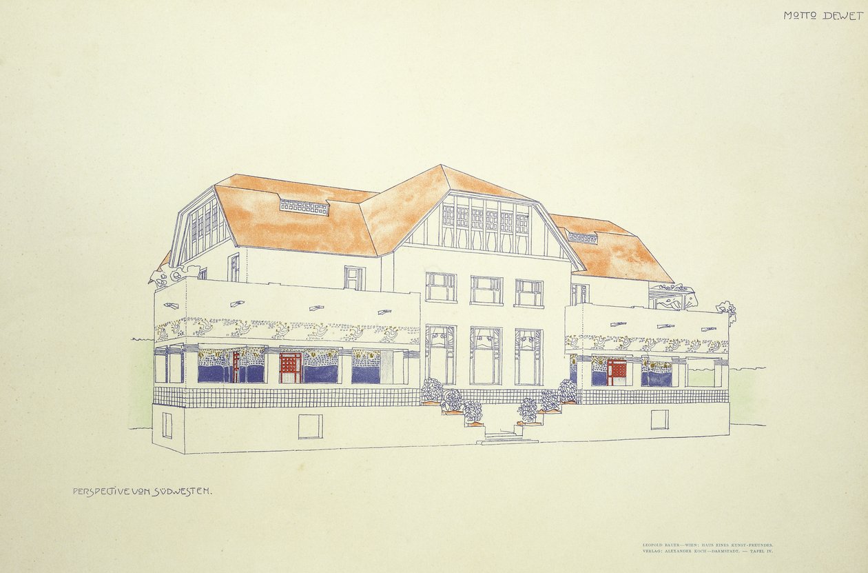 Näkymä koillisesta, n. 1901 (värilitho) tekijältä Leopold (after) Bauer