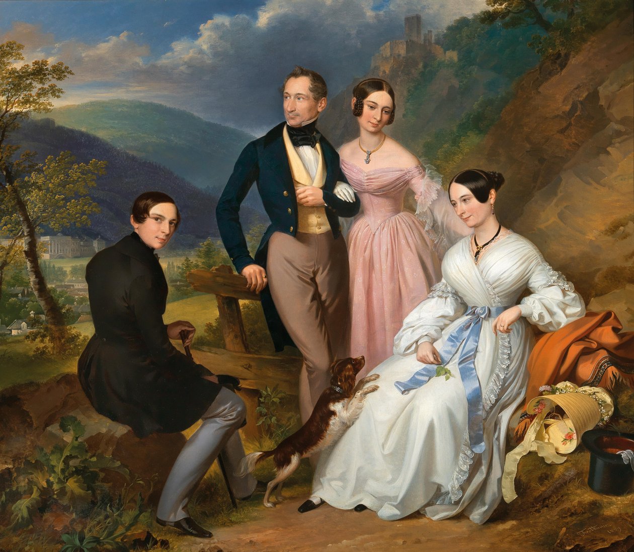 Leopold Fertbauerin perhekuva Weilburgin edessä 1839 tekijältä Leopold Fertbauer