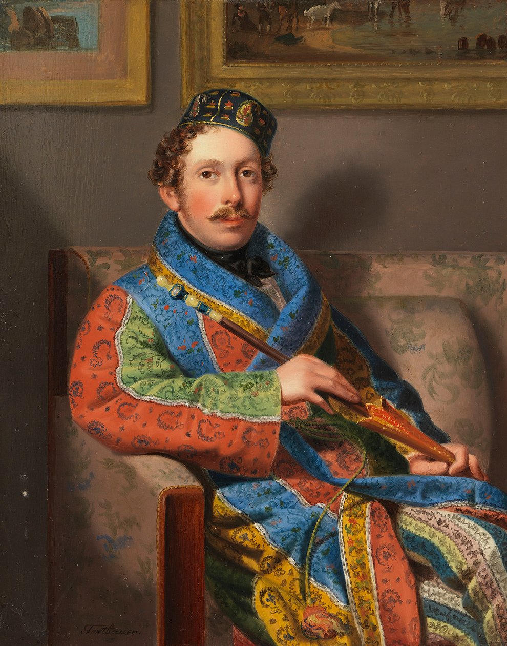 Nuori herrasmies tupakointipuvussa, 1830. tekijältä Leopold Fertbauer