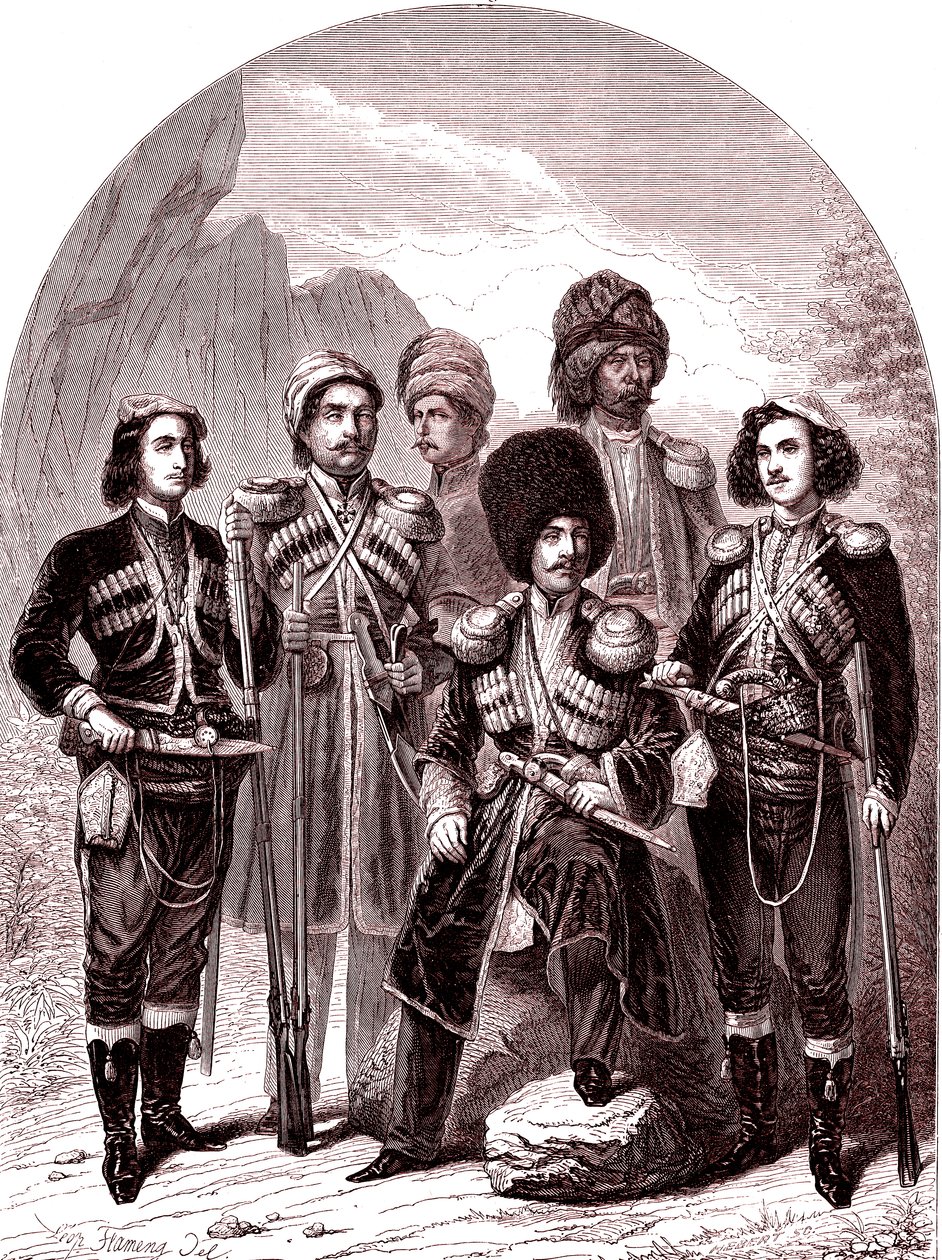 Transkaukasia ja Georgia. Venäjä vuonna 1865. (kaiverrus) tekijältä Leopold Flameng