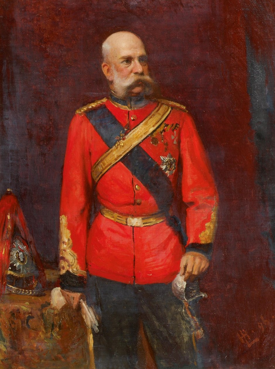 Keisari Franz Joseph I englantilaisessa rykmentin univormussa tekijältä Leopold Horovitz