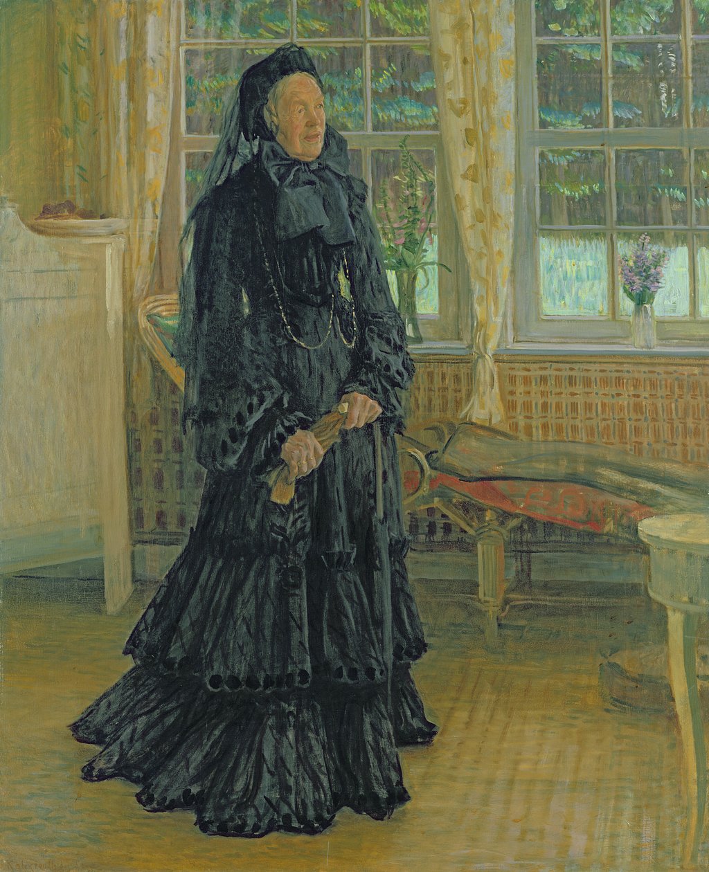 Marie Zacharias (1828-1907) Sadepäivä, 1904 tekijältä Leopold Karl Walter von Kalckreuth