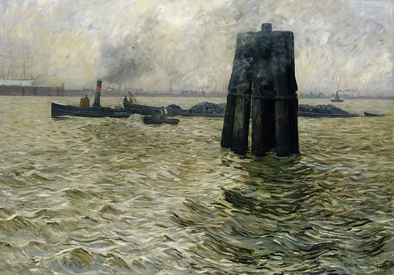 Hampurin satama, 1894 tekijältä Leopold Karl Walter von Kalckreuth