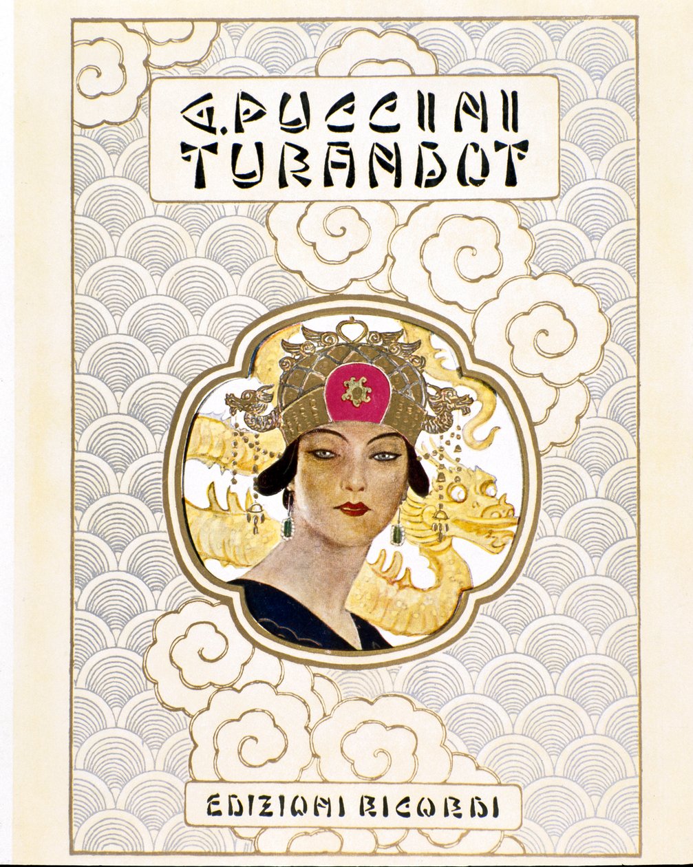Oopperan Turandot c. partituurin kansi. 1926 (kaiverrus) tekijältä Leopoldo Metlicovitz