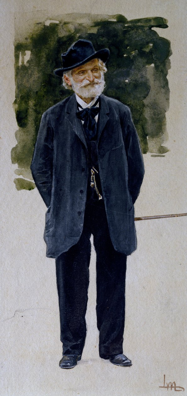 Giuseppe Verdin muotokuva (akvarelli paperille) tekijältä Leopoldo Metlicovitz