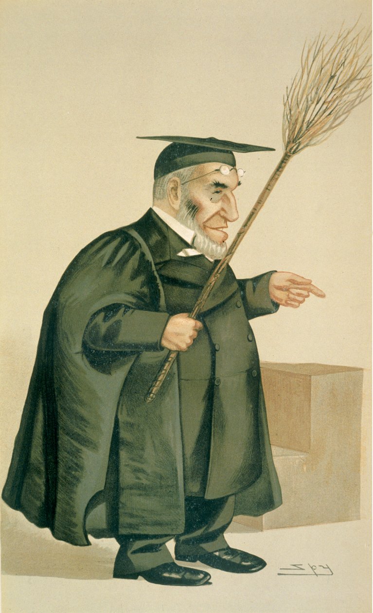 Pastori James Leigh Joynes, kuvitus "Men of the Day" -julkaisusta, julkaistu Punch-lehdessä, 1887 tekijältä Leslie Matthew Ward