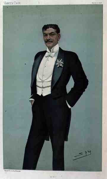 "A.B.", Arthur Bourchieria (1863-1927) esittävä pilapiirros Vanity Fair -lehdestä, 5. maaliskuuta 1896 (värilitografia). tekijältä Leslie Matthew Ward