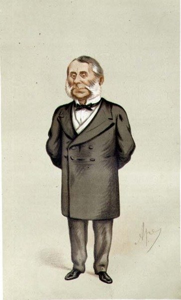 Sir Edward Watkin, "Spy"-sarjakuva Vanity Fair -lehdestä, julkaisu. 1875 tekijältä Leslie Matthew Ward
