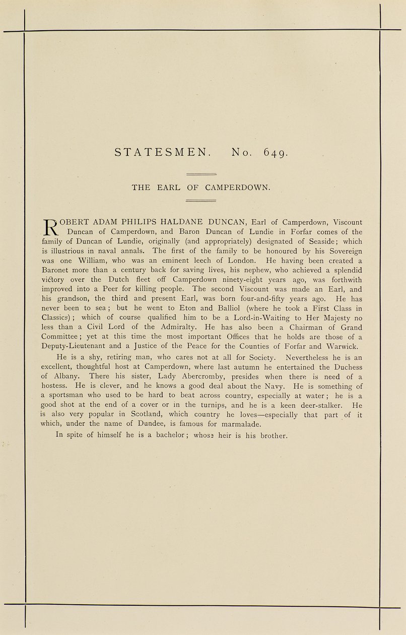Earl of Camperdown tekijältä Leslie Matthew Ward