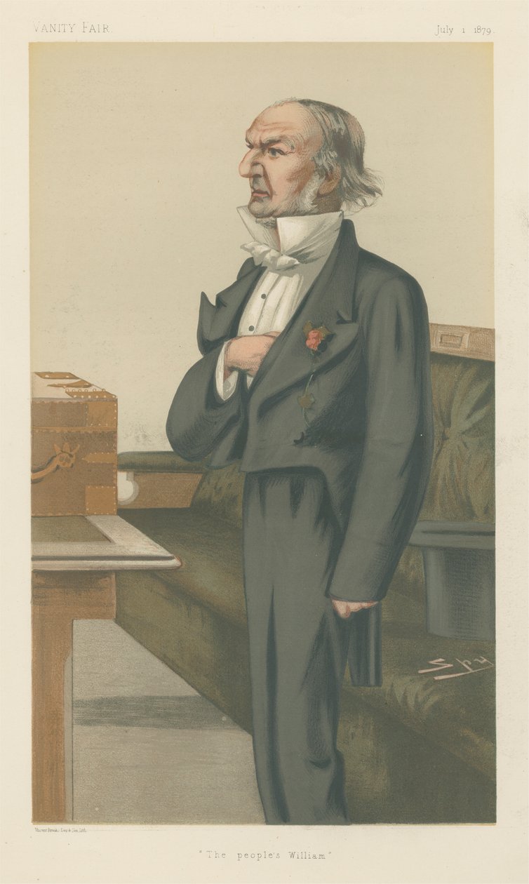 Pääministerit - Vanity Fair. "Kansan William". Rt. Hon. William Ewart Gladstone. 1 päivänä heinäkuuta 1879 tekijältä Leslie Matthew Spy Ward