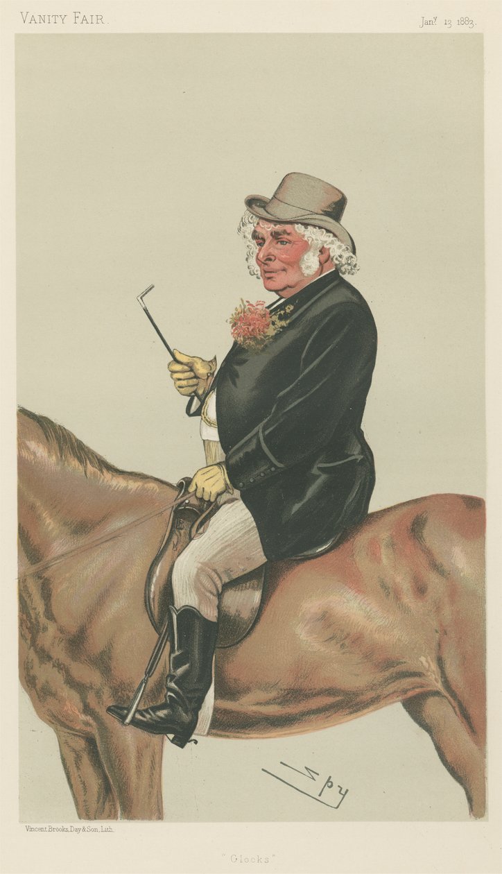Vanity Fair: Urheilu, Muut: Sport Riders; "Clocks", Sir John Bennett, 13. tammikuuta 1883 tekijältä Leslie Matthew Spy Ward