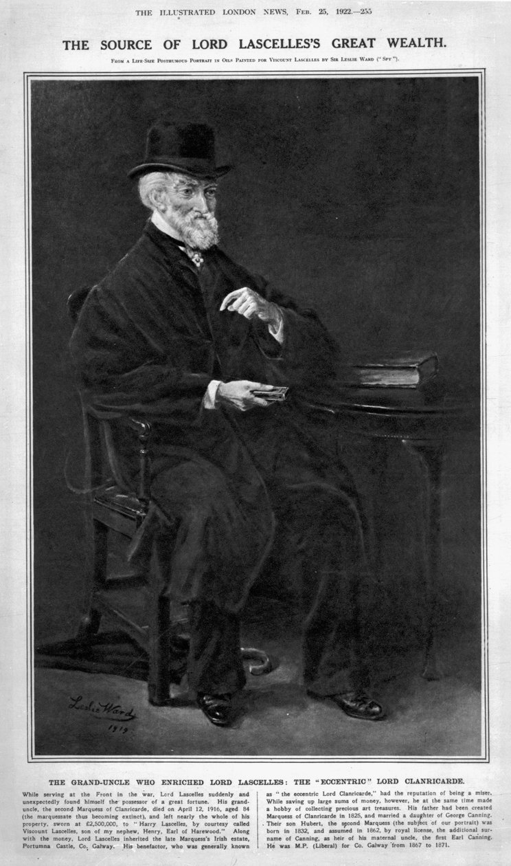 Hubert George de Burgh-Canning, Clanricarden toinen markiisi, 1919 tekijältä Leslie Matthew Ward