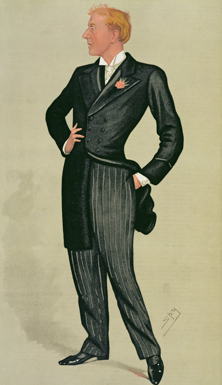 Herbert Beerbohm Tree (1852-1917), "Spy" sarjakuva Vanity Fairista, 12. heinäkuuta 1890 tekijältä Leslie Matthew Ward