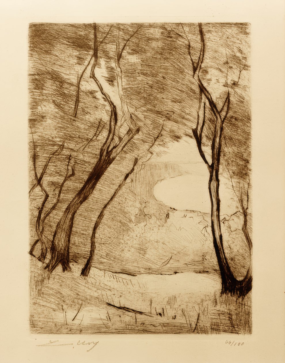 Bäume am Ufer des Grunewaldseees tekijältä Lesser Ury