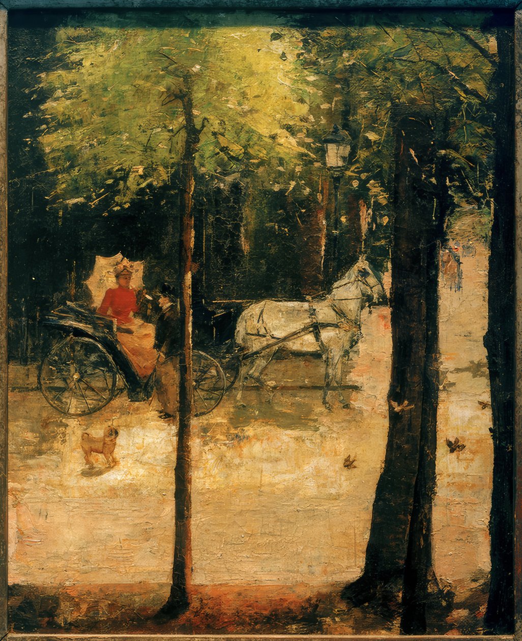Frühling im Tiergarten (Dame in der Kutsche) tekijältä Lesser Ury
