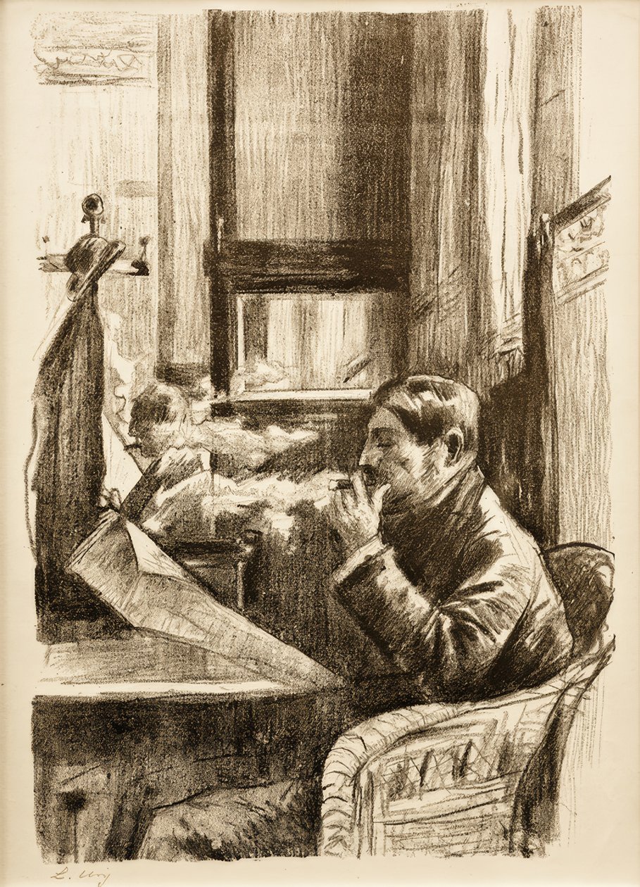 Rauchender Herr im Café I tekijältä Lesser Ury